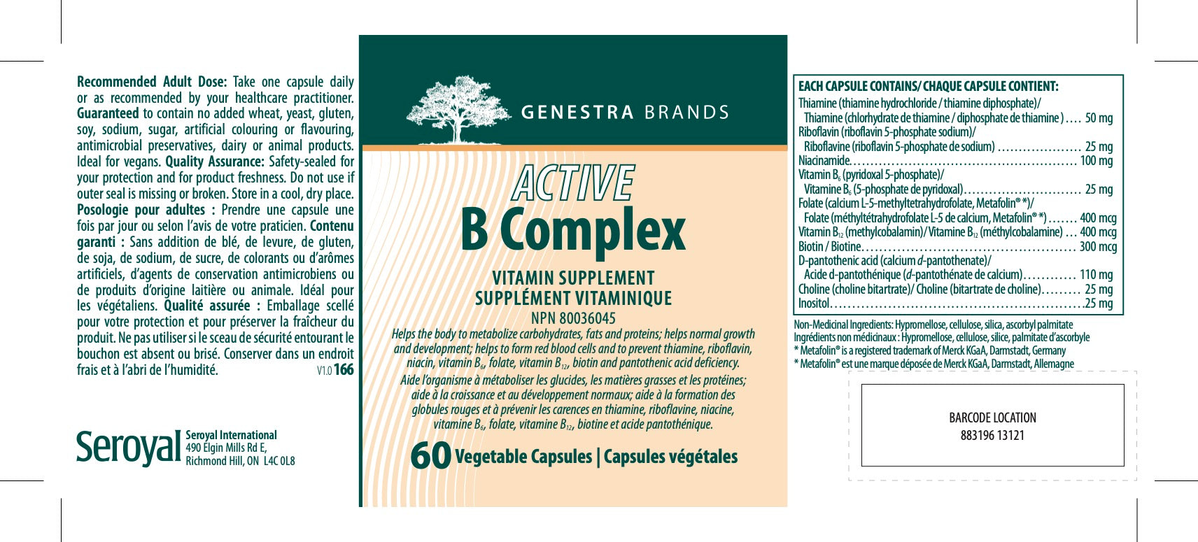 Active B Complex - Genestra Brands - JF Gaudreau